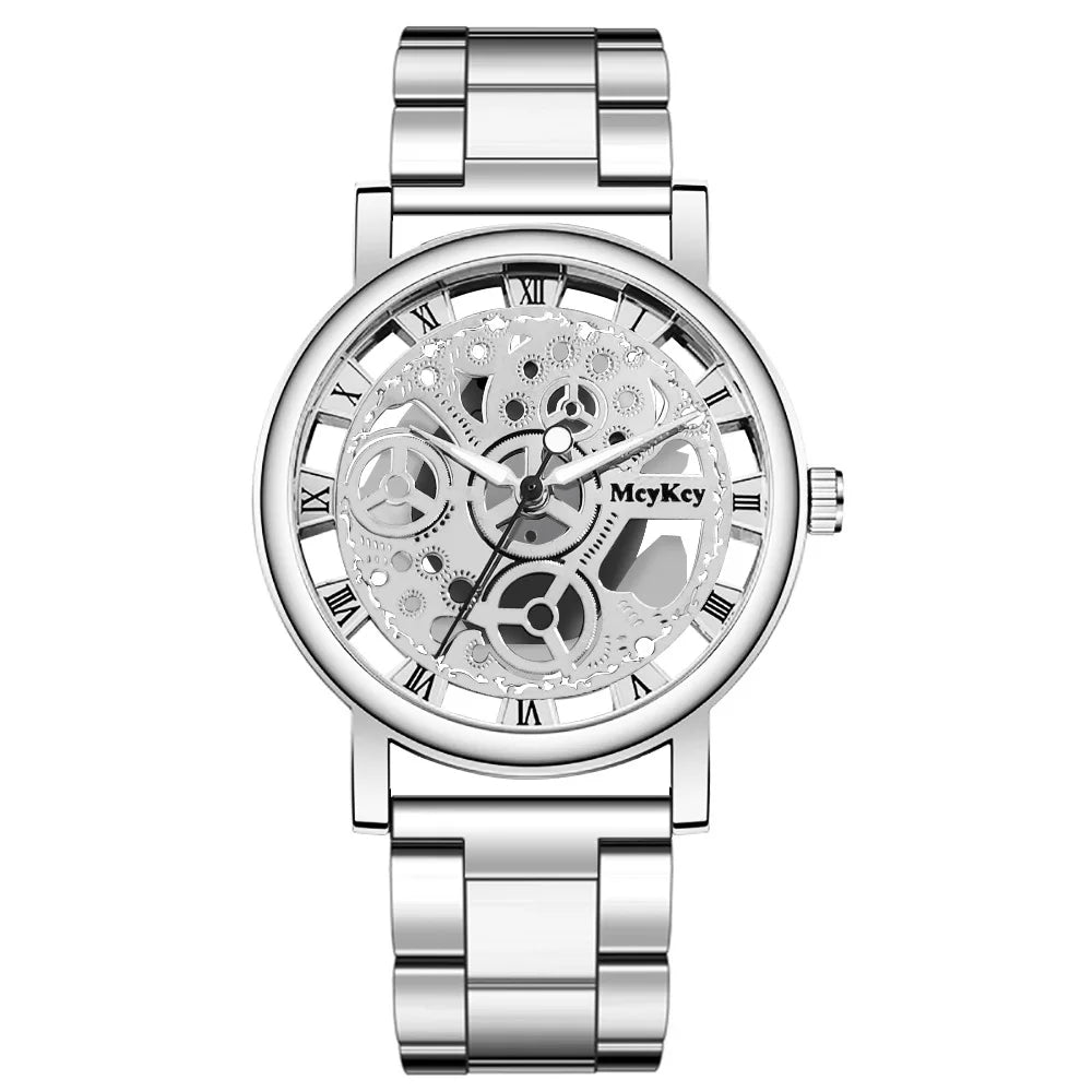 New Fashion Top Women Hollow Skeleton Faux Mechanical Watch Ladies Metal Mesh Quartz Wrist Watches For Female Relogio Feminino - LOCKDEALZ