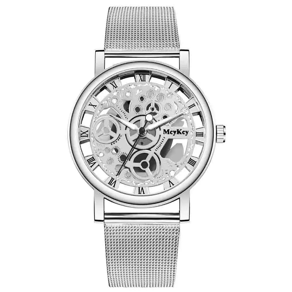 New Fashion Top Women Hollow Skeleton Faux Mechanical Watch Ladies Metal Mesh Quartz Wrist Watches For Female Relogio Feminino - LOCKDEALZ