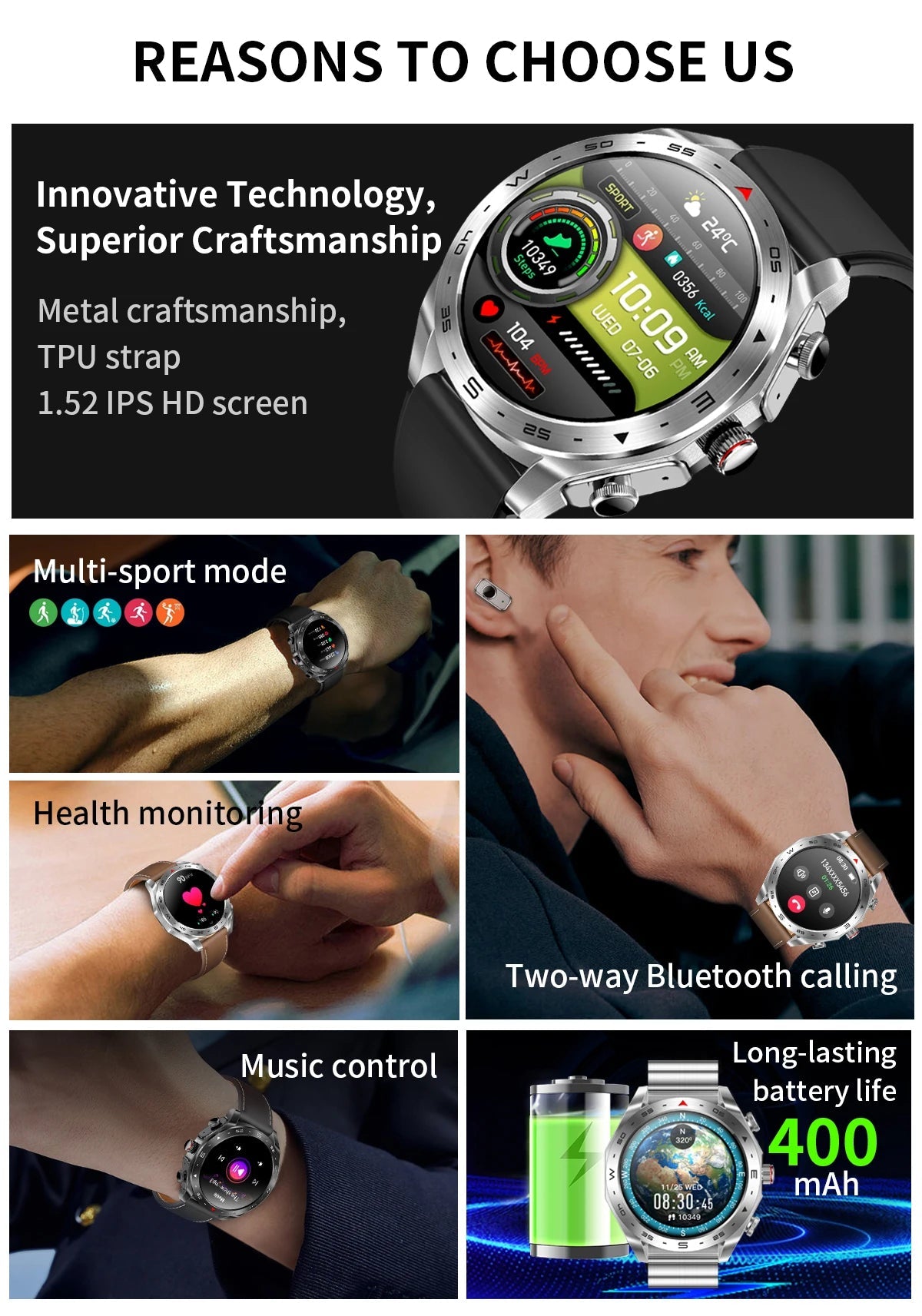 New Upgraded 2-in-1 Earphone Smart Watch Men Women NFC Bluetooth Call Health Monitoring For Huawei Xiaomi Android IOS Apple - LOCKDEALZ