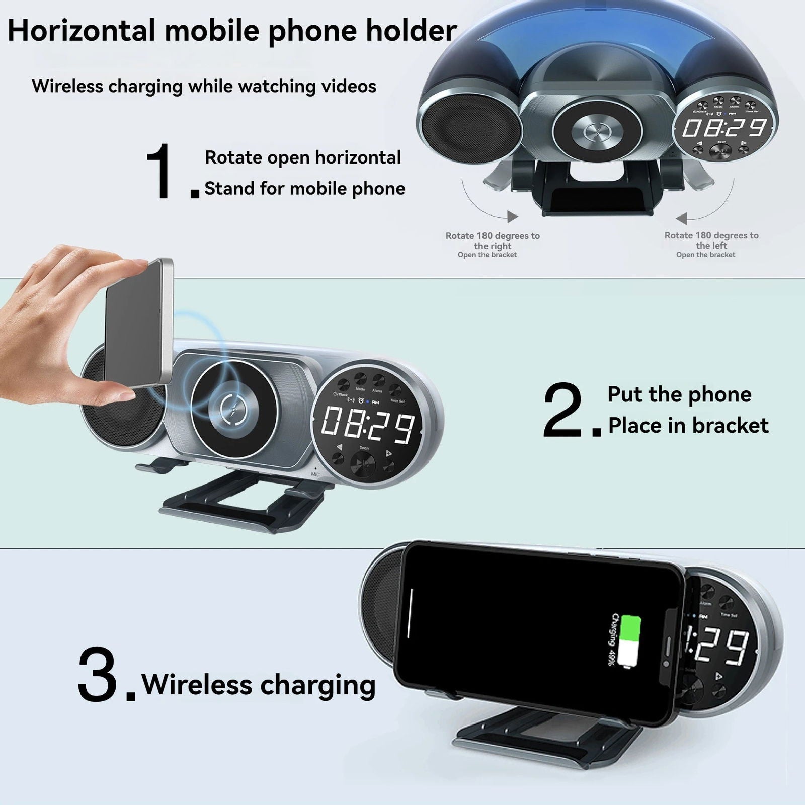 New Wireless Charging Bluetooth Speaker FM Radio TF AUX USB - LOCKDEALZ