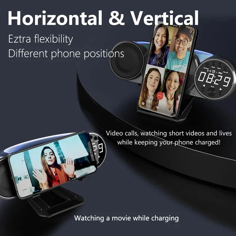 New Wireless Charging Bluetooth Speaker FM Radio TF AUX USB - LOCKDEALZ