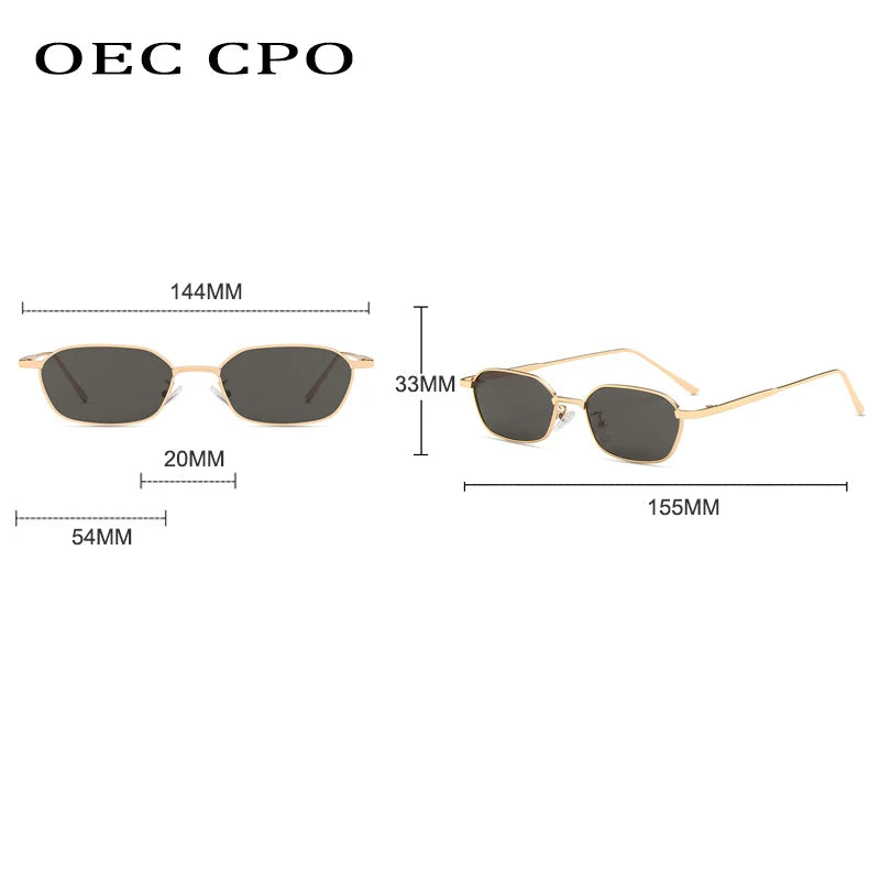 OEC CPO Small Square Sunglasse Women Men Brand Steampunk Metal Frame Sunglasses Men Retro Glasses UV400 Eyeglasses O949 - LOCKDEALZ