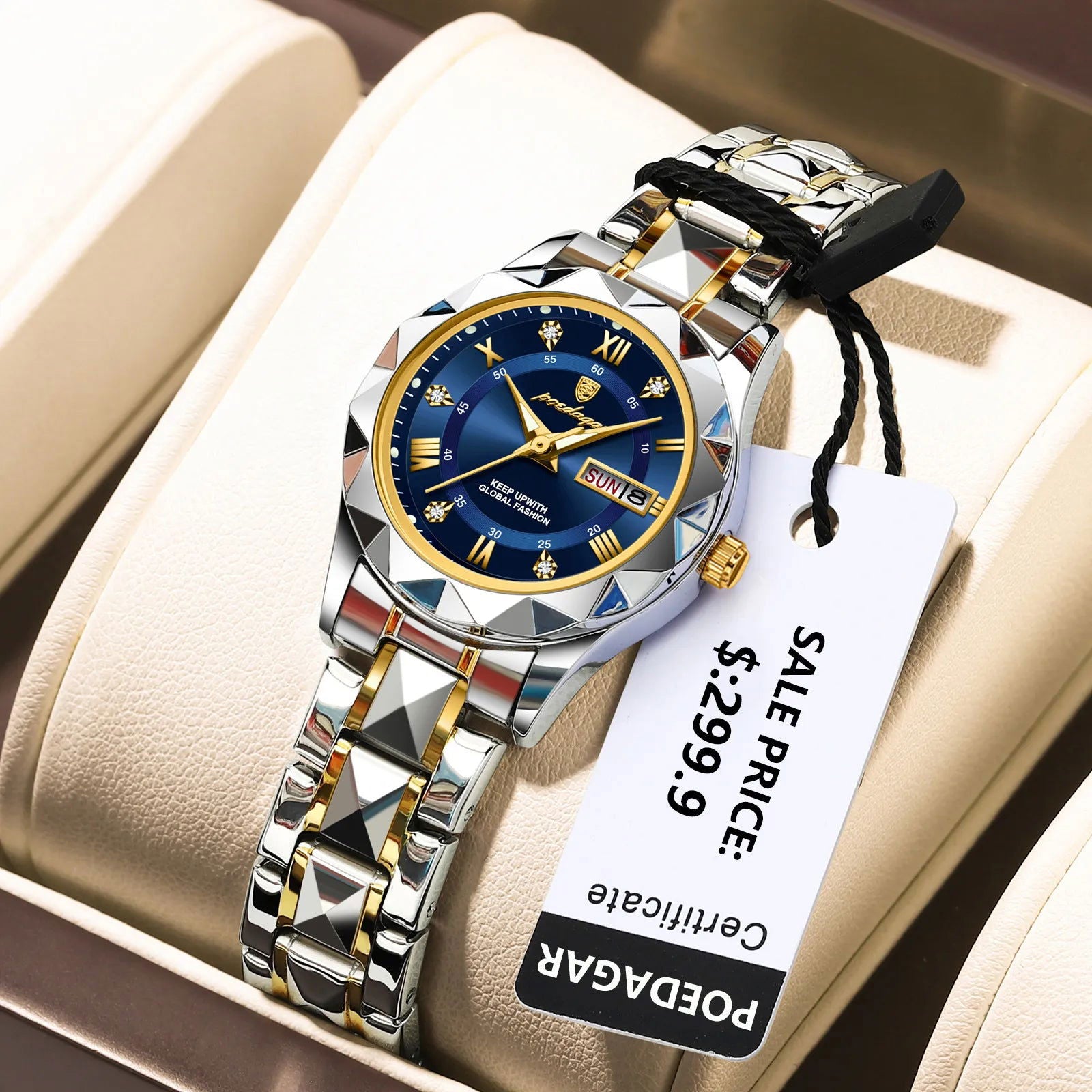 POEDAGAR Luxury Ladies Dress Watch Luminous Waterproof Week Date Woman Wristwatch Stainless Steel Women Quartz Watches reloj+box - LOCKDEALZ