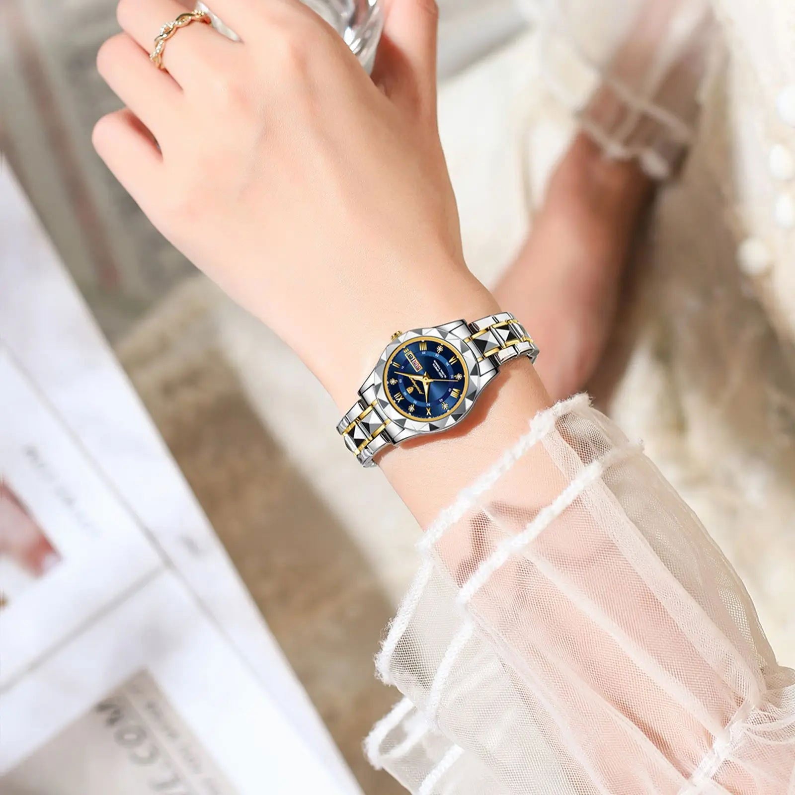 POEDAGAR Luxury Ladies Dress Watch Luminous Waterproof Week Date Woman Wristwatch Stainless Steel Women Quartz Watches reloj+box - LOCKDEALZ