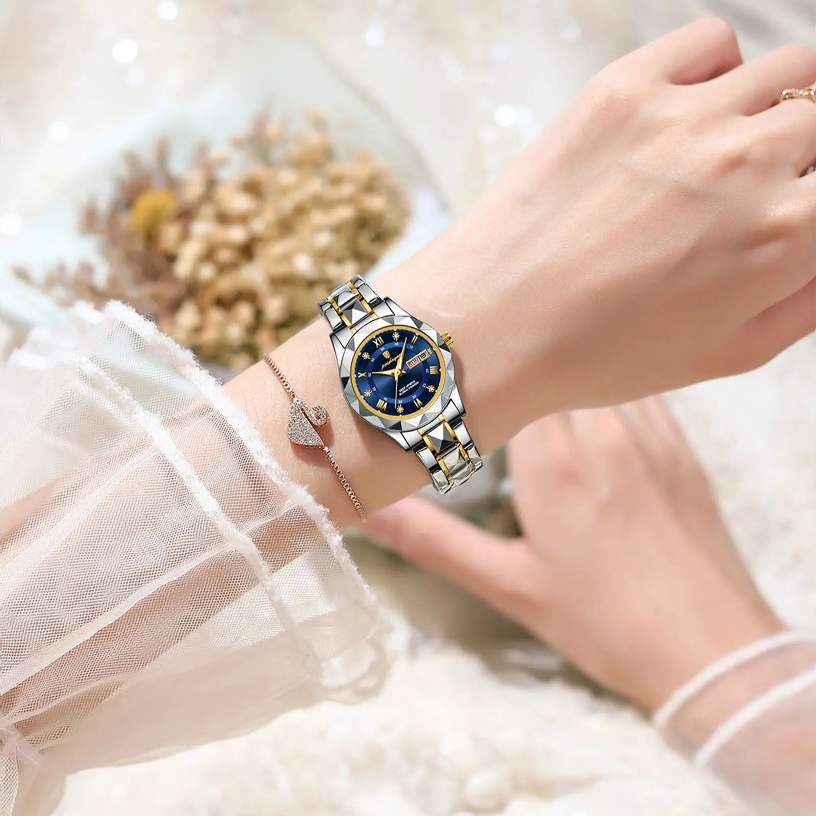 POEDAGAR Luxury Ladies Dress Watch Luminous Waterproof Week Date Woman Wristwatch Stainless Steel Women Quartz Watches reloj+box - LOCKDEALZ
