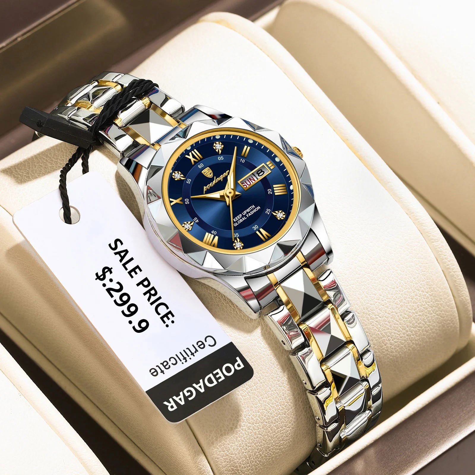 POEDAGAR Luxury Ladies Dress Watch Luminous Waterproof Week Date Woman Wristwatch Stainless Steel Women Quartz Watches reloj+box - LOCKDEALZ