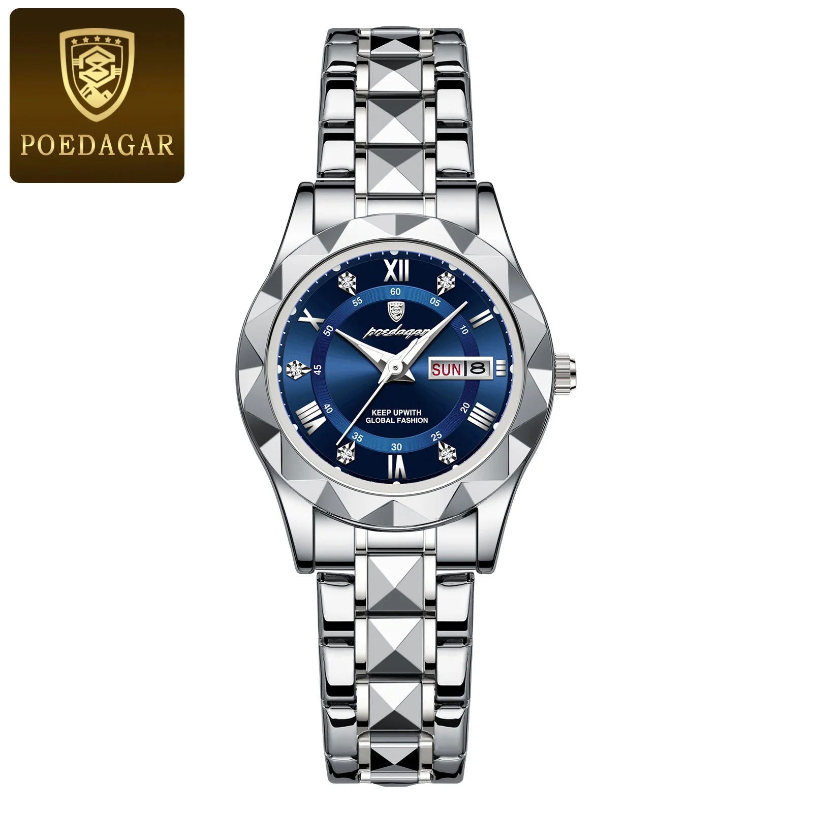 POEDAGAR Luxury Ladies Dress Watch Luminous Waterproof Week Date Woman Wristwatch Stainless Steel Women Quartz Watches reloj+box - LOCKDEALZ
