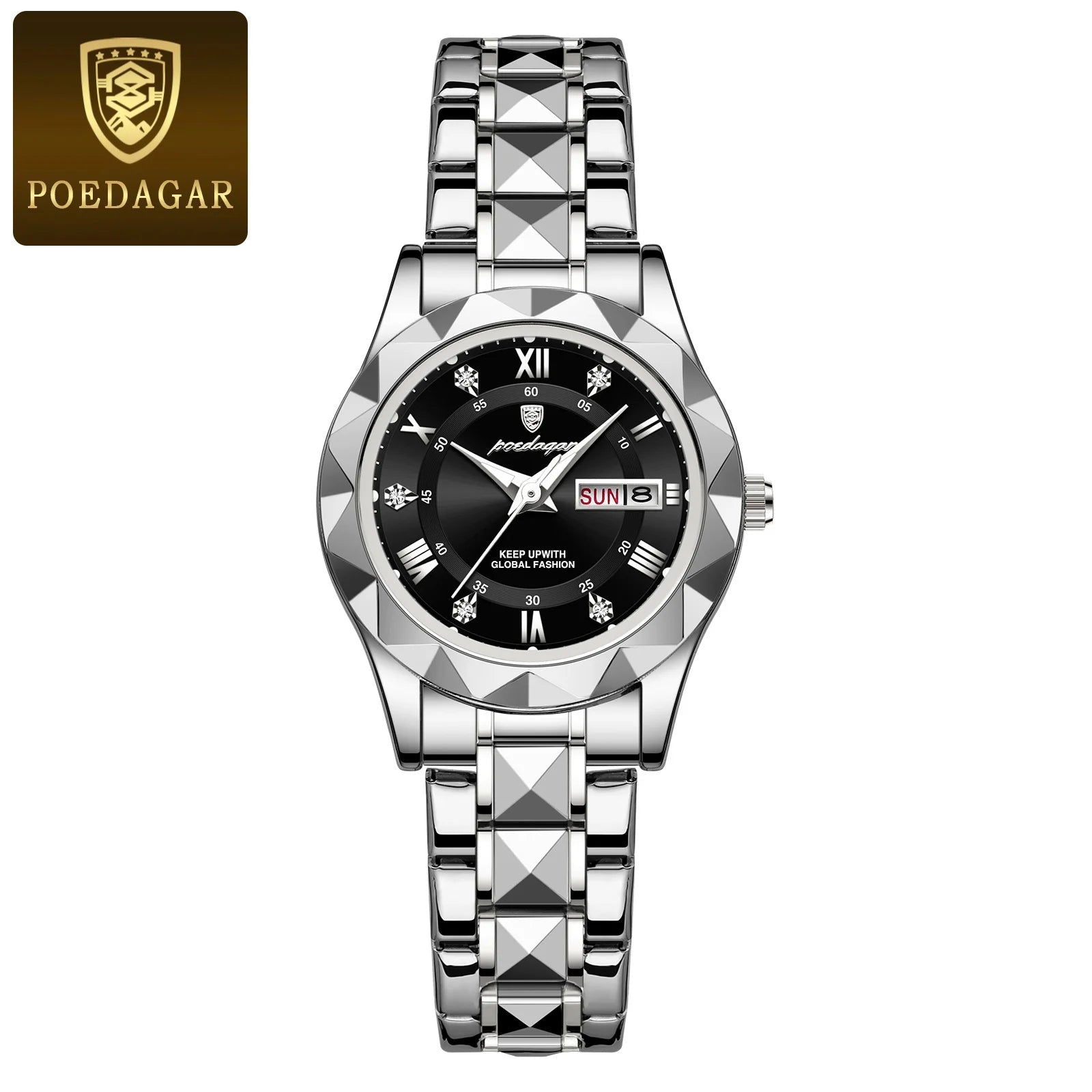 POEDAGAR Luxury Ladies Dress Watch Luminous Waterproof Week Date Woman Wristwatch Stainless Steel Women Quartz Watches reloj+box - LOCKDEALZ