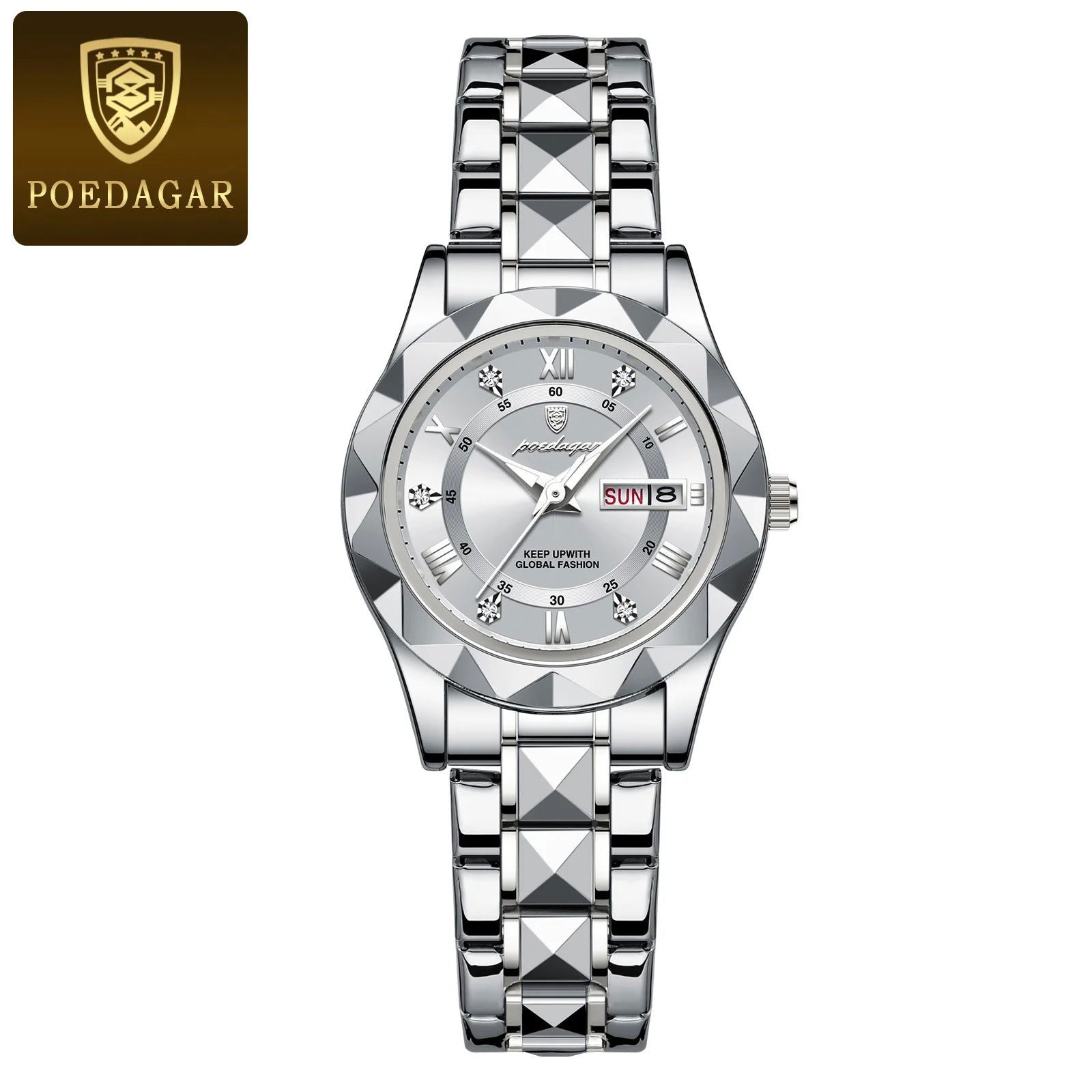 POEDAGAR Luxury Ladies Dress Watch Luminous Waterproof Week Date Woman Wristwatch Stainless Steel Women Quartz Watches reloj+box - LOCKDEALZ