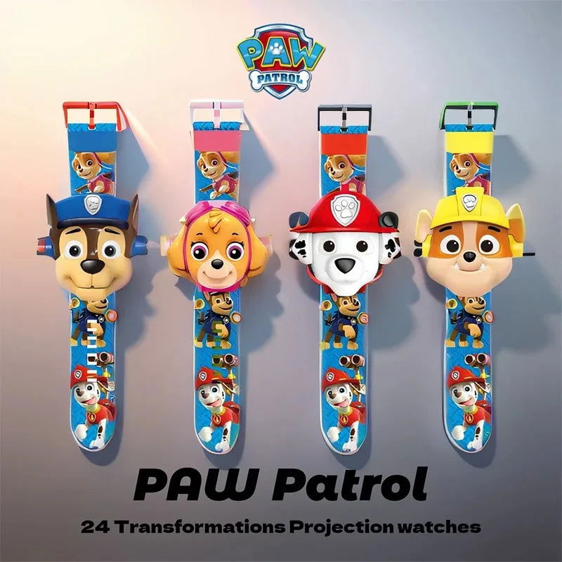 Paw Patrol Watch Cartoon 3D Projection Watch Chase Rubble Marshall Skye Anime Digital Watches Model Children Toy Wristband Watch - LOCKDEALZ