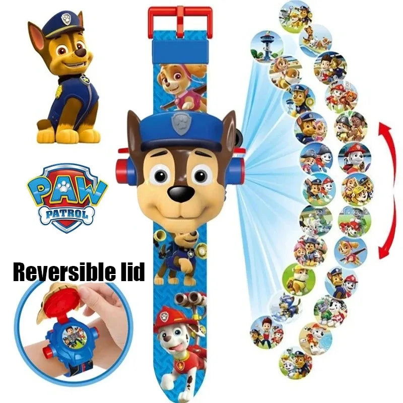 Paw Patrol Watch Cartoon 3D Projection Watch Chase Rubble Marshall Skye Anime Digital Watches Model Children Toy Wristband Watch - LOCKDEALZ