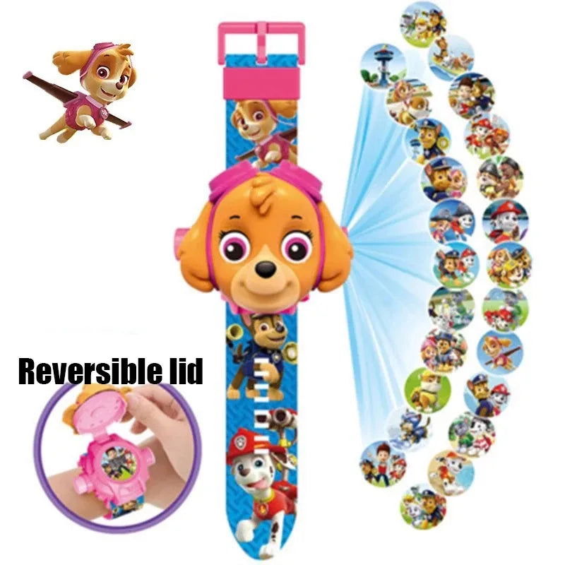 Paw Patrol Watch Cartoon 3D Projection Watch Chase Rubble Marshall Skye Anime Digital Watches Model Children Toy Wristband Watch - LOCKDEALZ