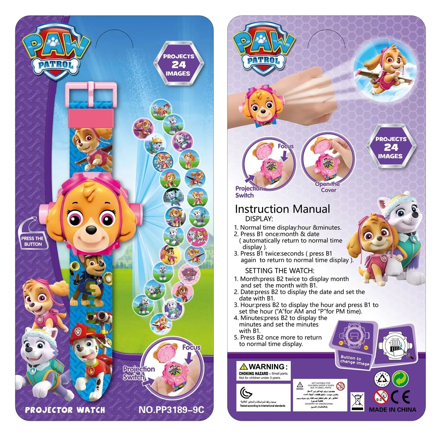 Paw Patrol Watch Cartoon 3D Projection Watch Chase Rubble Marshall Skye Anime Digital Watches Model Children Toy Wristband Watch - LOCKDEALZ
