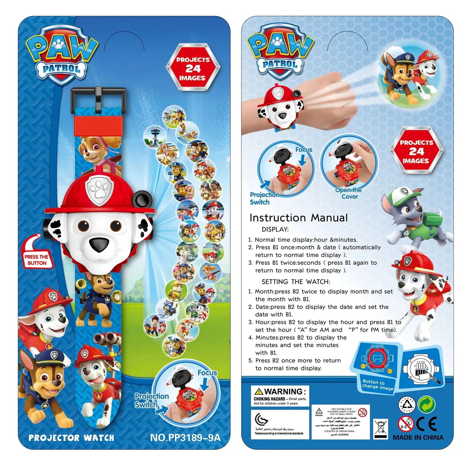 Paw Patrol Watch Cartoon 3D Projection Watch Chase Rubble Marshall Skye Anime Digital Watches Model Children Toy Wristband Watch - LOCKDEALZ
