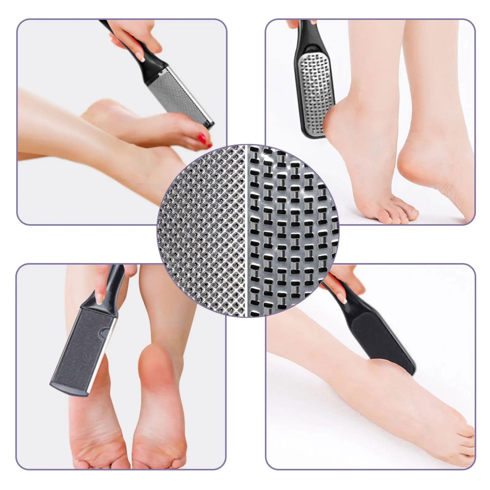 Pedicure Set Peeling and Exfoliating Calluses Foot Scrubbing Brush Stainless Steel Double-sided Foot Care Pedal Stone 10 in 1 - LOCKDEALZ
