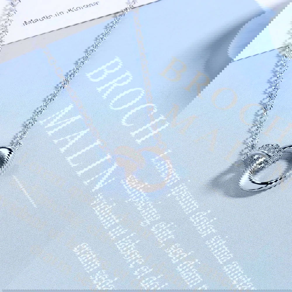 S925 Sterling Silver Full Diamond Zircon Simple Möbius Ring Clavicle Chain Women's Necklace - LOCKDEALZ