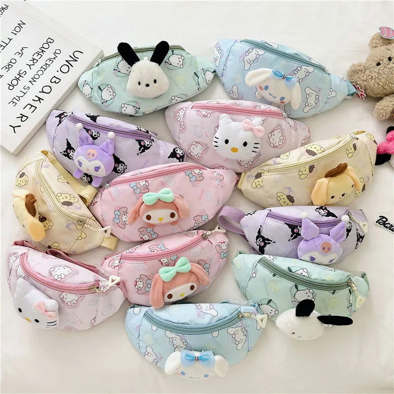 Sanrio Anime HelloKitty Chest Bag Cartoon kulomi Cinnamoroll Cute Crossbody Bag Shoulder Bag Coin Purse Kawaii Children Gift - LOCKDEALZ