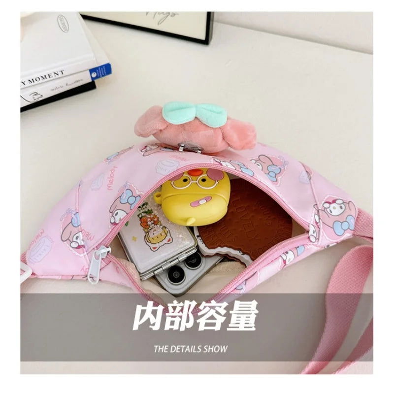 Sanrio Anime HelloKitty Chest Bag Cartoon kulomi Cinnamoroll Cute Crossbody Bag Shoulder Bag Coin Purse Kawaii Children Gift - LOCKDEALZ