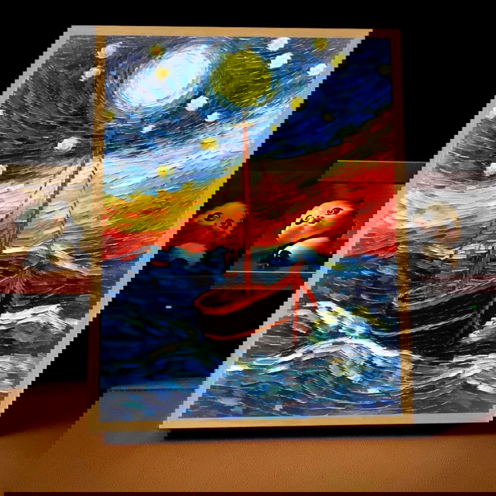 Van Gogh Art Anime LED Light Painting Room Decor,Wireless Charging Mood Light,USB Lamp Wall Decororation,Night Light Home Gift - LOCKDEALZ