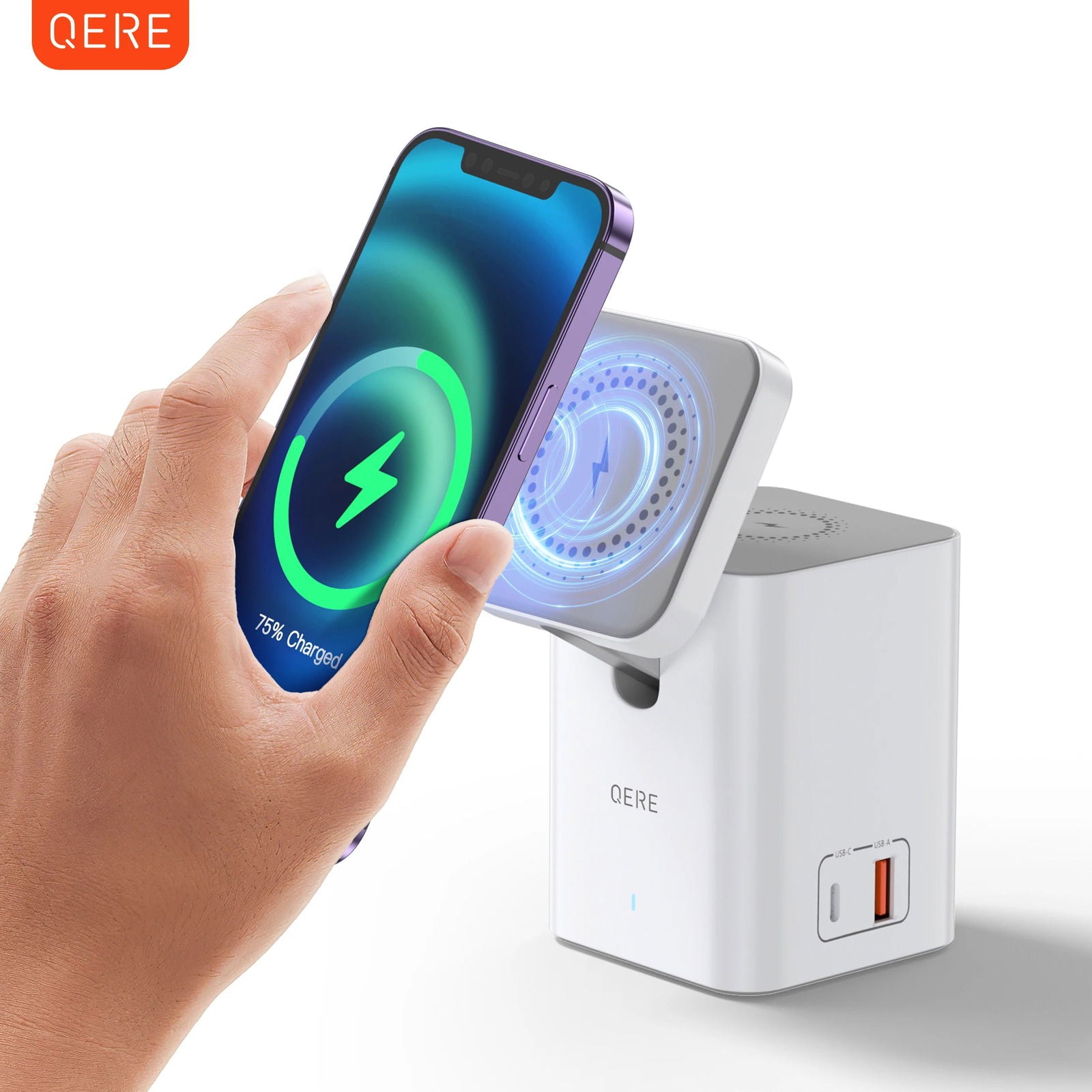 Wireless Charger QERE Mobile Phone Magnetic Station Fast Charging Safe Multi-functional Portable Foldable Mini  Wireless Charger - LOCKDEALZ