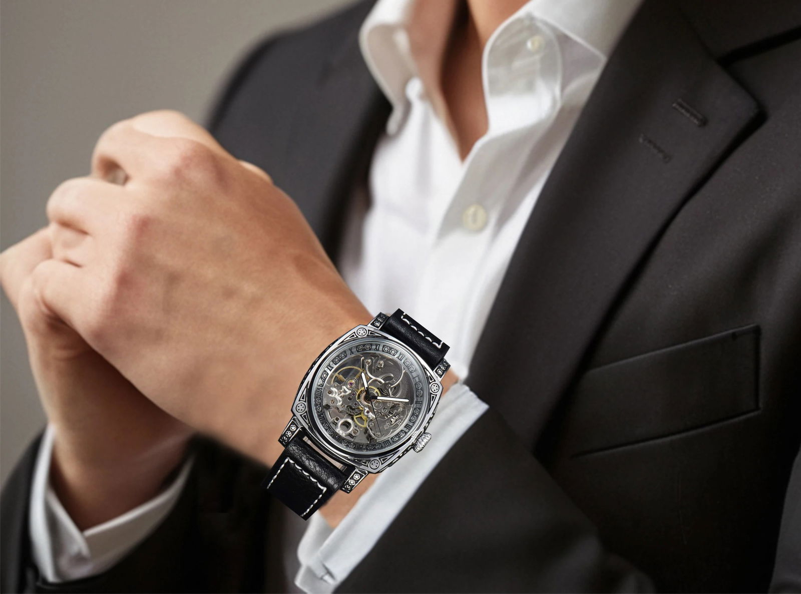 men watches 2024   retro style automatic watch for men skeleton carve waterproof leather no logo watch free shipping items - LOCKDEALZ