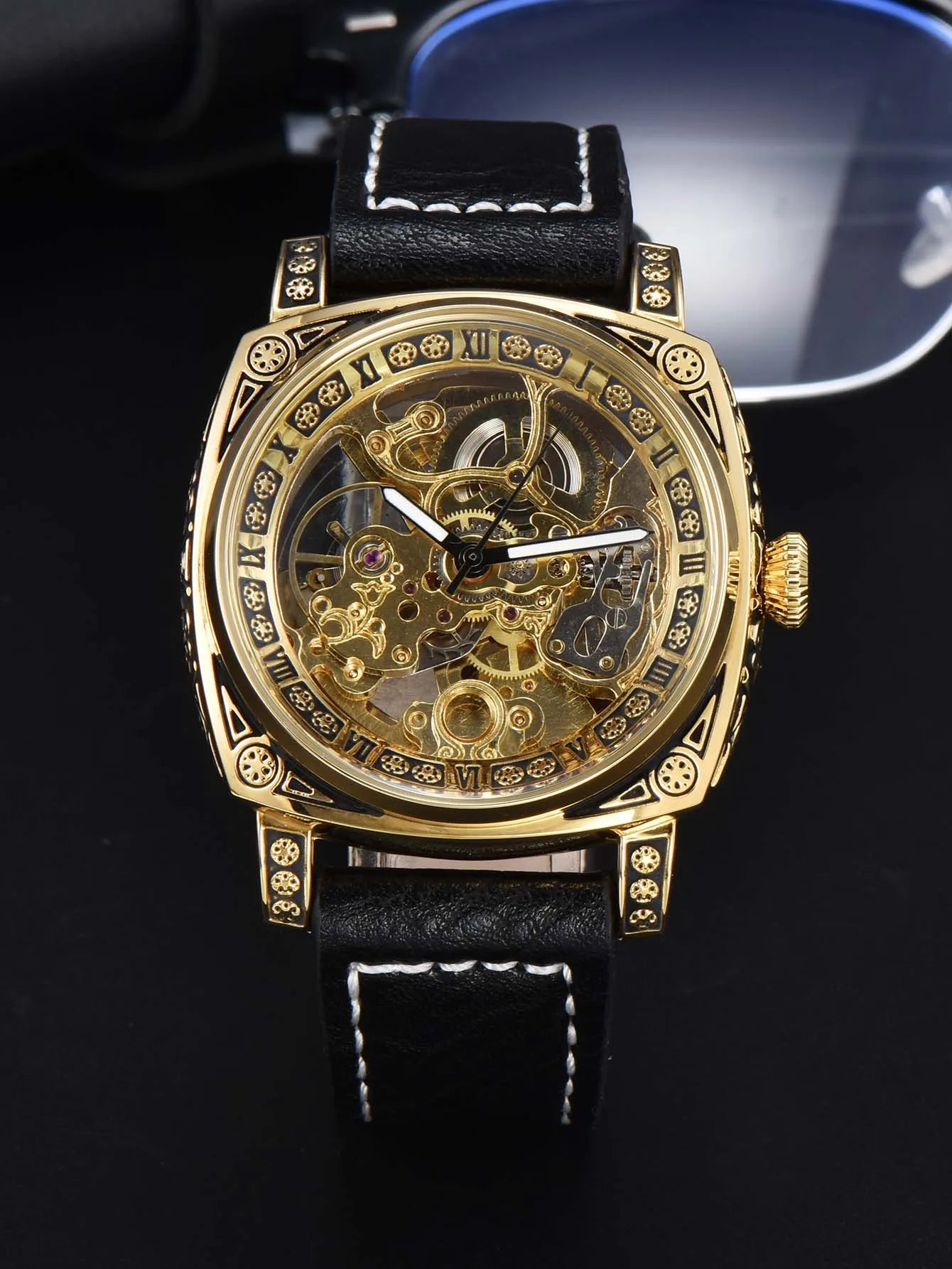 men watches 2024   retro style automatic watch for men skeleton carve waterproof leather no logo watch free shipping items - LOCKDEALZ