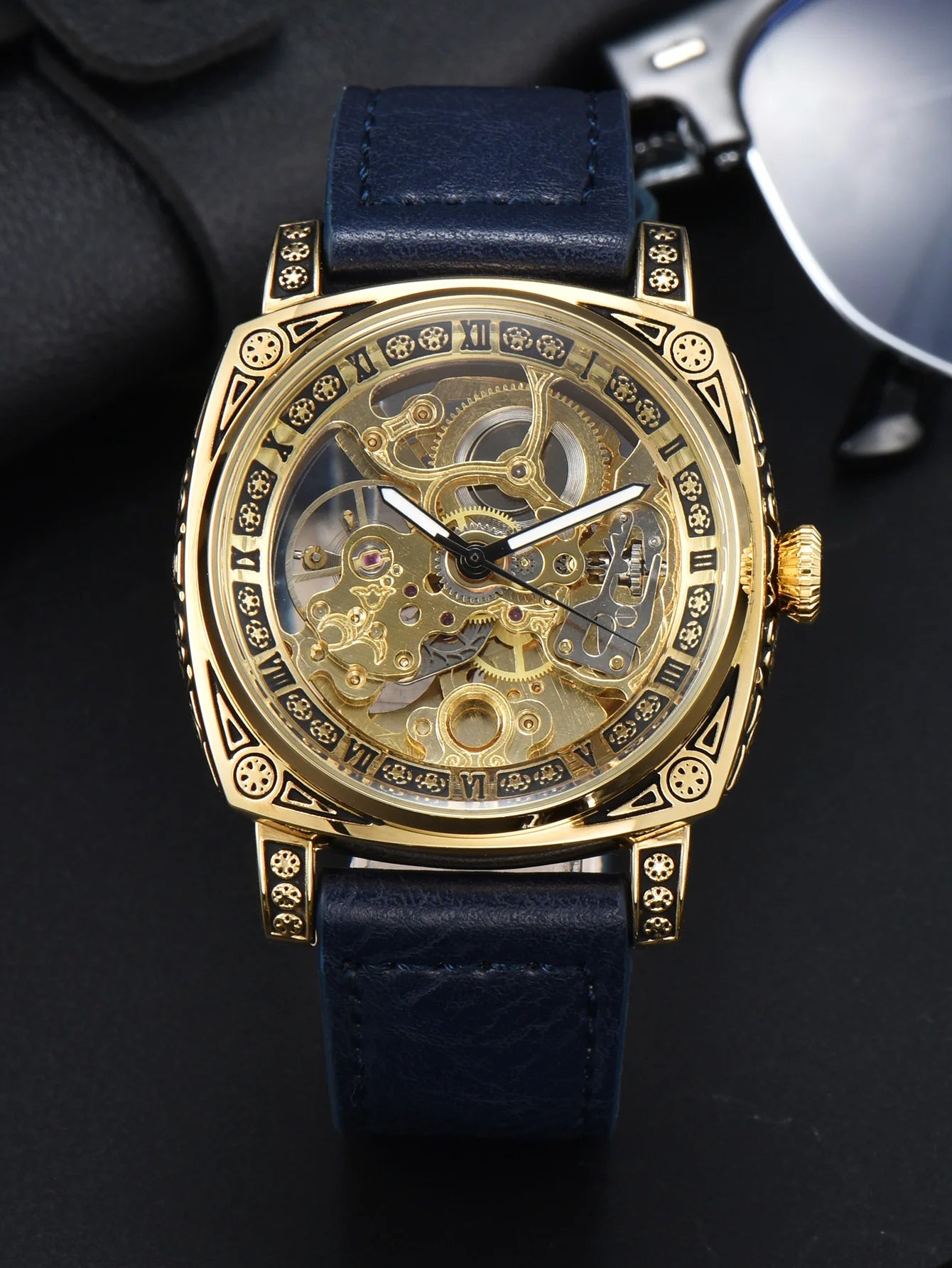 men watches 2024   retro style automatic watch for men skeleton carve waterproof leather no logo watch free shipping items - LOCKDEALZ
