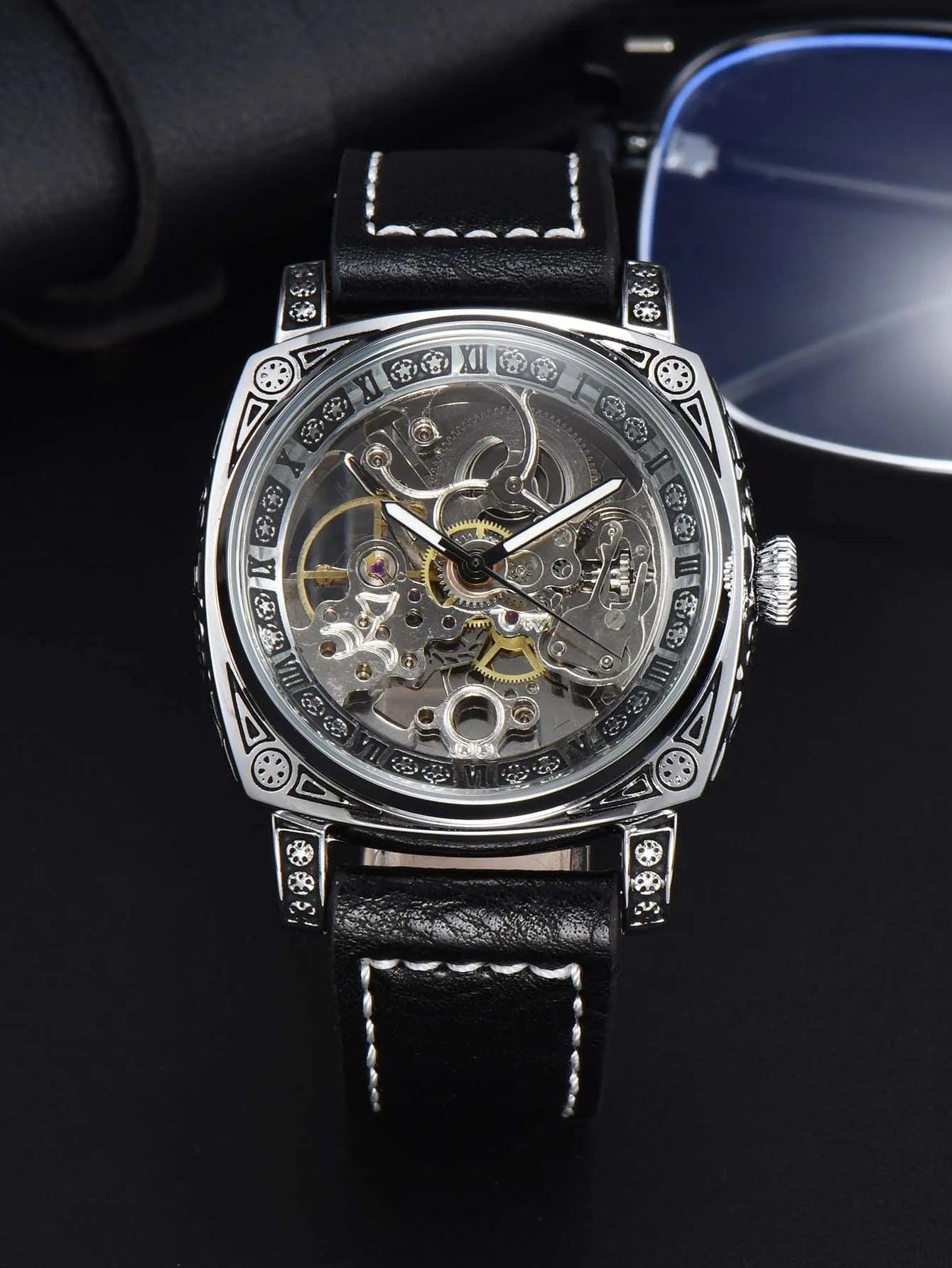 men watches 2024   retro style automatic watch for men skeleton carve waterproof leather no logo watch free shipping items - LOCKDEALZ
